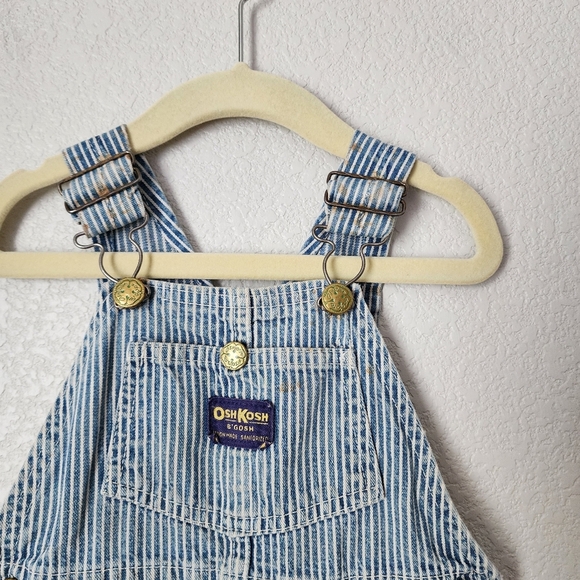 OSHKOSH x VINTAGE Union made Railroad Stripe Demin Vestbak Overalls infant - Picture 8 of 8